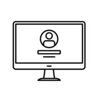 Desktop computer user login icon with avatar and password input vector