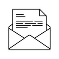 Letter or email icon in an open envelope filled with text vector