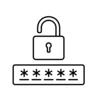 Password icon for unlocking security lock with padlock vector