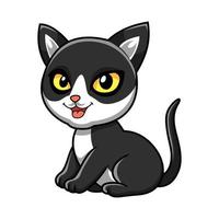 Cute black smoke cat cartoon sitting vector