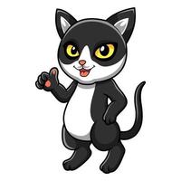 Cute black smoke cat cartoon giving thumbs up vector