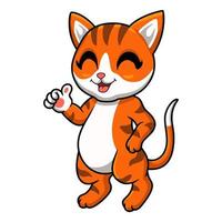 Cute orange tabby cat cartoon giving thumbs up vector