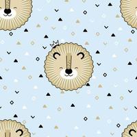 Seamless pattern with cute character lion. Ideal print for fabrics, textiles and gift wrapping Baby vector