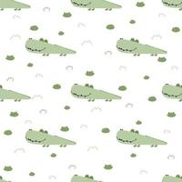 Seamless pattern with cute crocodiles. Childish background. vector