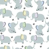 Cute elephant card and seamless pattern for baby shower decor, nursery print, kids apparel, wrapping paper, fabric, and textile. vector