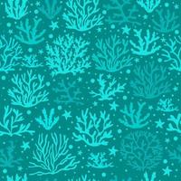 Sea coral color seamless vector pattern. Marine background with starfish silhouettes. Decorative textile, wallpaper, wrapping paper design