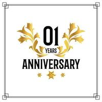 01st anniversary logo, luxurious golden and black color vector design celebration.