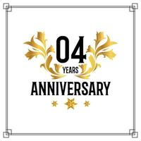 04th anniversary logo, luxurious golden and black color vector design celebration.