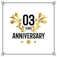 03rd anniversary logo, luxurious golden and black color vector design celebration.