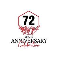 72 years anniversary logo, luxurious anniversary vector design celebration