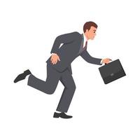 Basic RGBYoung businessman jumping with briefcase. . Flat vector illustration isolated on white background
