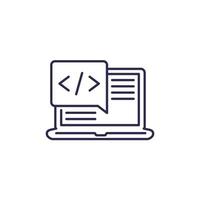 coding line icon with a laptop vector