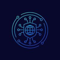 secure network, online security line vector icon