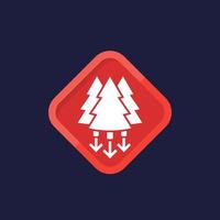 deforestation vector icon, reduction in forest area