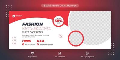 Fashion social media cover banner post template, Web banner timeline template vector