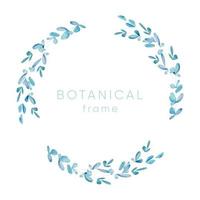 Herbal minimalistic vector frame. Watercolor Hand painted branches on white background.