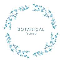 Botanical vector frame. Watercolor Hand painted branches on white background. Greenery wedding invitation. Watercolor style. Natural card design. All elements are isolated and editable.