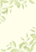 Herbal minimalistic vector frame. Hand painted branches on white background. Greenery wedding invitation. Watercolor style.