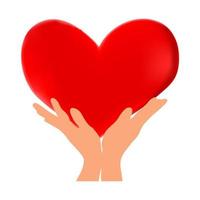 Hands holding heart on white background. vector