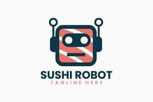 Flat modern template mister sushi robot logo vector