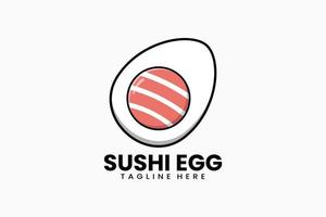 Flat modern template mister sushi egg logo vector