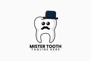 Flat modern template mister tooth logo concept vector
