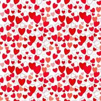 Red and pink hearts seamless pattern. vector