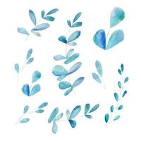 Set of Watercolor Hand painted branches on white background. vector