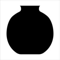 Black vector illustration of modern ceramic vase. Single element in trendy boho style isolated on white background