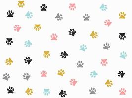 Cute colorful kitten pow pattern design vector