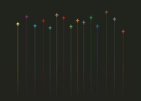 Airplane in different colors, simple minimal art, vector design, wallpaper