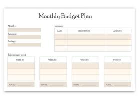 Monthly Budget plan in brown vector