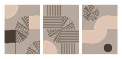 Minimalism brown and peach colored background, portraits, vector minimalistic art