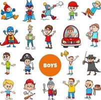 cartoon teen and elementary age boys characters set vector