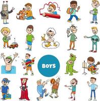 cartoon teen and elementary age boys characters set vector