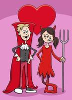 valentine card with cartoon couple in love vector