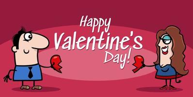 Valentines Day design with cartoon couple in love vector