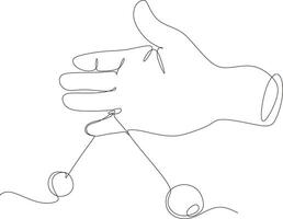 continuous line of black and white Lato Lato on a cardboard background, a toy that is currently viral in Indonesia, is the focus of choice.vector,illustration vector