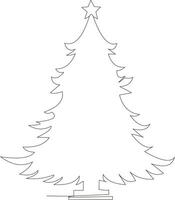 Christmas tree in continuous line art drawing style. Spruce black linear design isolated on white background. Vector illustration