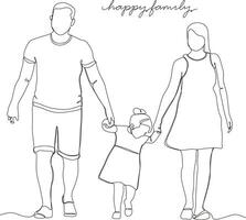 continuous line happy family vector,illustration vector
