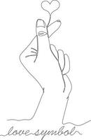 Heart. Continuous line art drawing. Hand drawn vector illustration in black and white continuous lines. Line art decorative design