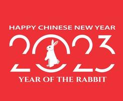 Happy Chinese new year 2023 year of the rabbit White Design Vector Abstract Illustration With Red Background