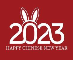 Happy Chinese new year 2023 year of the rabbit Abstract White Design Illustration Vector With Red Background