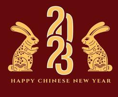 Happy Chinese new year 2023 year of the rabbit Abstract Gold Design Vector Illustration With Red Background