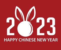 feliz año nuevo chino 2023 año del conejo diseño abstracto blanco ilustración vectorial con fondo rojo vector
