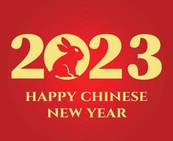 Happy Chinese new year 2023 year of the rabbit Abstract Gold Design Illustration Vector With Red Background