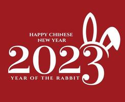 Happy Chinese new year 2023 year of the rabbit White Abstract Design Illustration Vector With Red Background