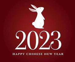 Happy Chinese new year 2023 year of the rabbit White Abstract Design Vector Illustration With Red Background