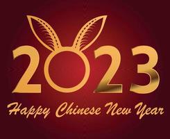 feliz año nuevo chino 2023 año del conejo oro diseño vector ilustración abstracta con fondo rojo