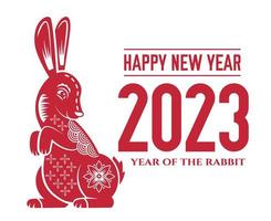 feliz año nuevo chino 2023 año del conejo rojo diseño vector ilustración abstracta con fondo blanco